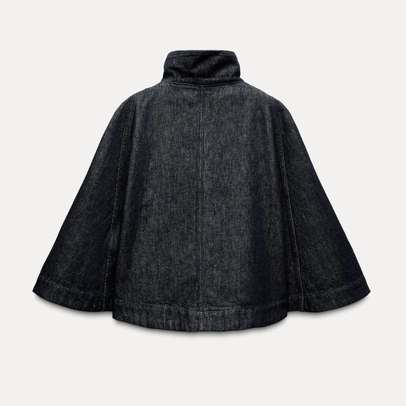 Zara ZW collection Denim cape Dark Blue NWT - Picture 6 of 8